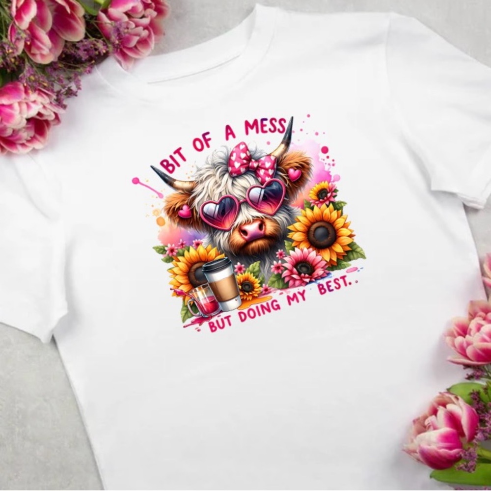 White T-Shirt with Fun Cow Print